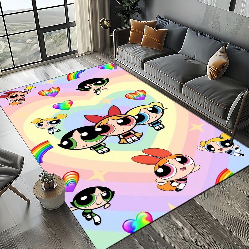 27 Style New Kawaii P-Powerpuff Girl Cartoon Carpet Rug for Living Room Bedroom Home Sofa Decoration,Kid Play Non-slip Floor Mat