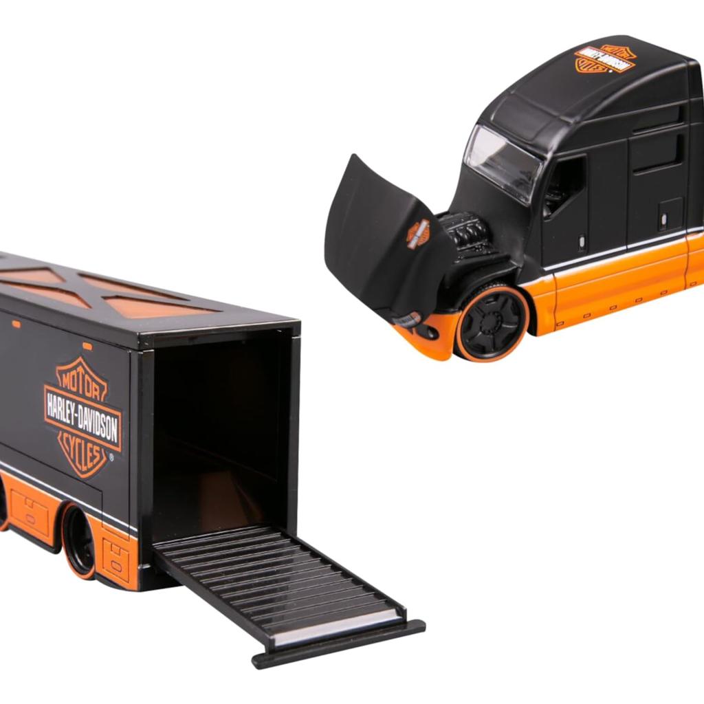 Maisto 1/64 Scale Harley-Davidson Custom Trailer Truck / Diecast Model Car (11516 (BLACK/ORANGE))