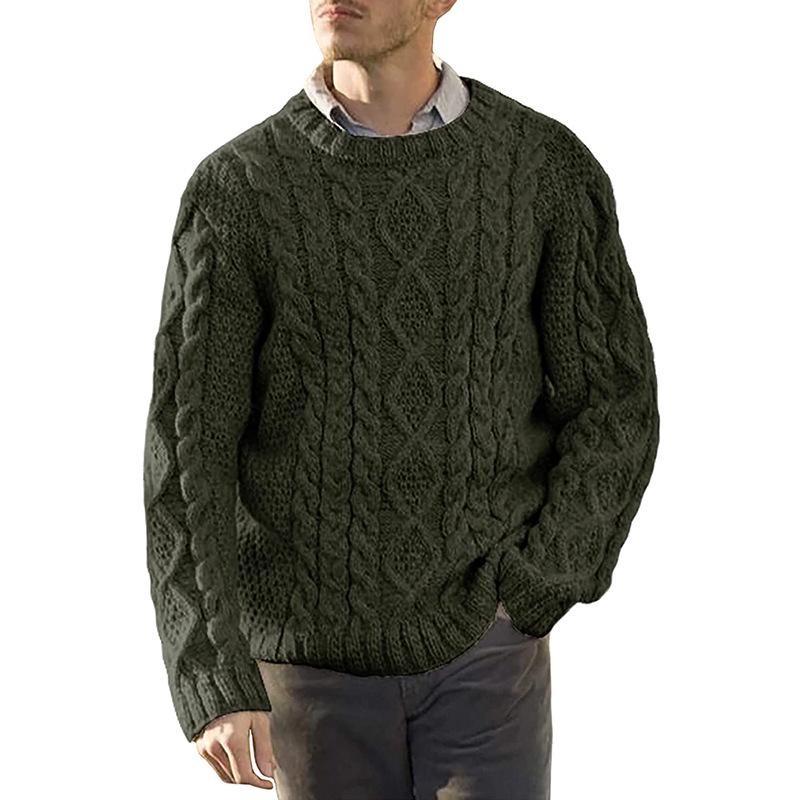 Herren Strickpullover 2025 Herbst/Winter Unifarben Rundhals - Europäischer & Amerikanischer Stil, Große Größen, Langarm