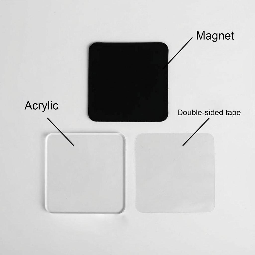 20pcs Acrylic Magnets Clear 2x2 Inch Magnetic Acrylic Square Fridge Magnet For Home Kitchen School Classroom Dorm Room Party
