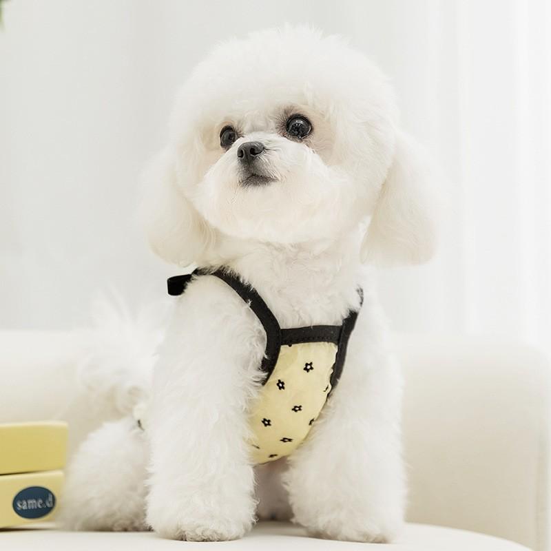 

Spring and Summer Mesh Polka Dot Bow Suspender Dog Vest Small and Medium Dogs Bigbear Teddy Pet Dog Clothes XXL (applicable weight 15-10kg)
