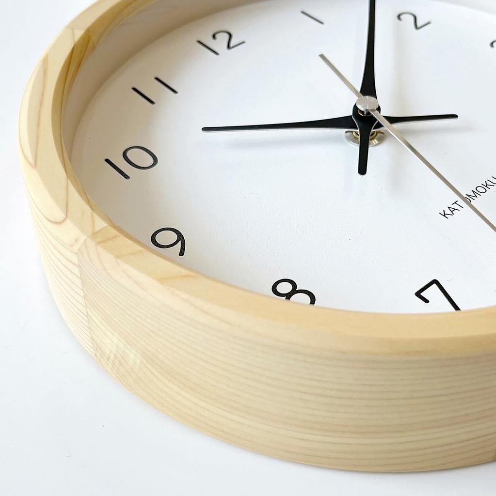 KATOMOKU Muku Clock 13 Hinoki Wall Clock Continuous Second Hand km-130HI 220mm (Quartz Clock)