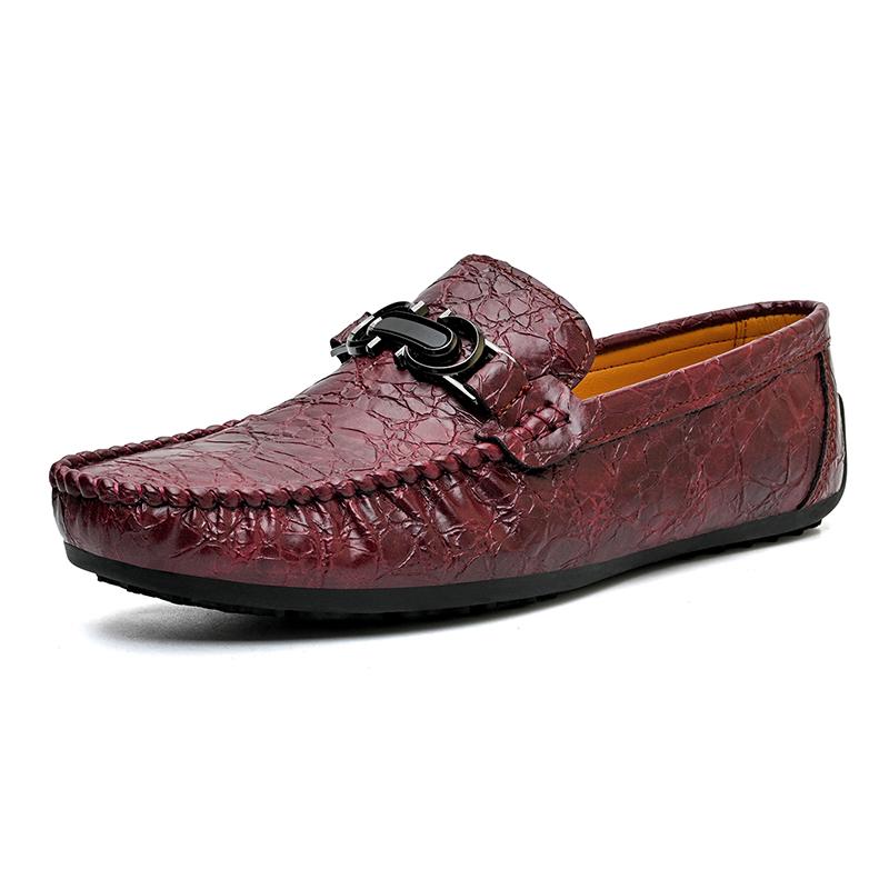 

Fashion Stylish Men Loafers Handmade Casual Leather Footwear All-match Male Business Flats Outdoor Soft Slip on Shoes Travel Moccasins 45 вино красного