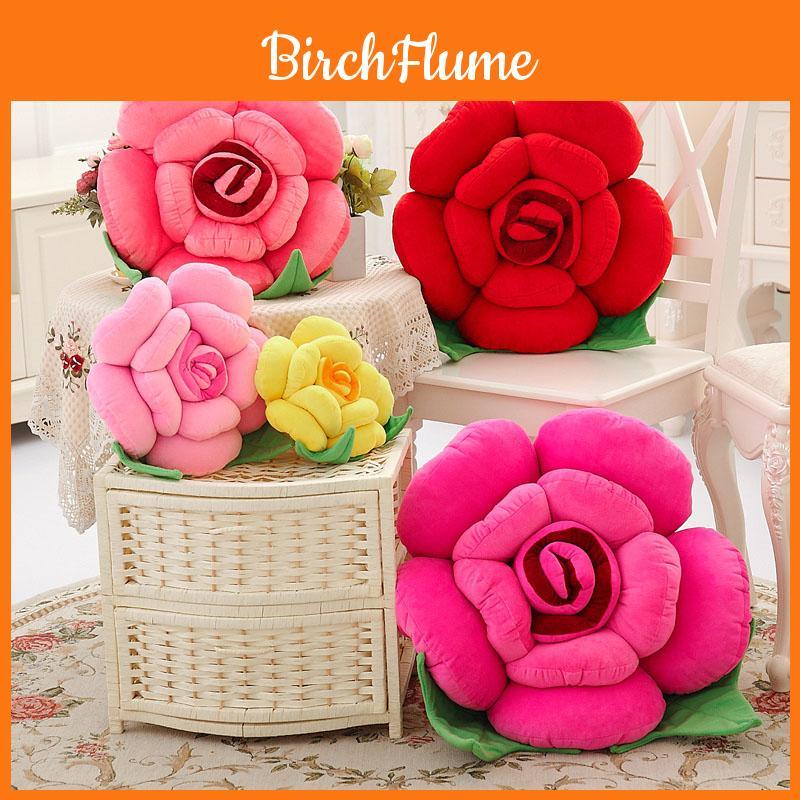 Bright Colors Rose Shape Flower Pillows Cushion Lumbar Decor For Sofa Bed And Chair