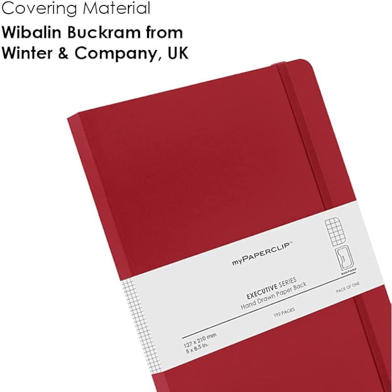 myPAPERCLIP Executive Series Notebook, Medium (127 x 210mm, 5 x 8.25 in.) Checks, ESX192M-C Red
