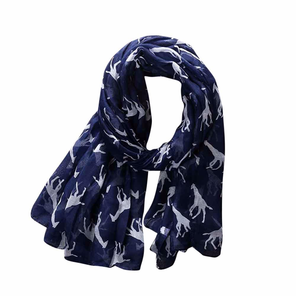 Women Ladies Giraffe Print Pattern Long Scarf Warm Wrap Shawl