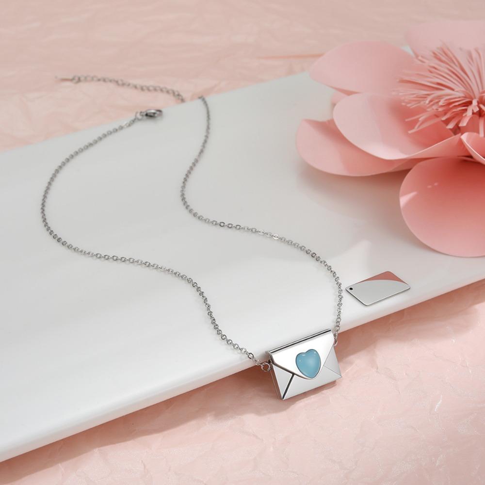 Openable Pendant Sweater Chain Rhinestone Lovers Choker Fashion Envelope Necklace  Gift