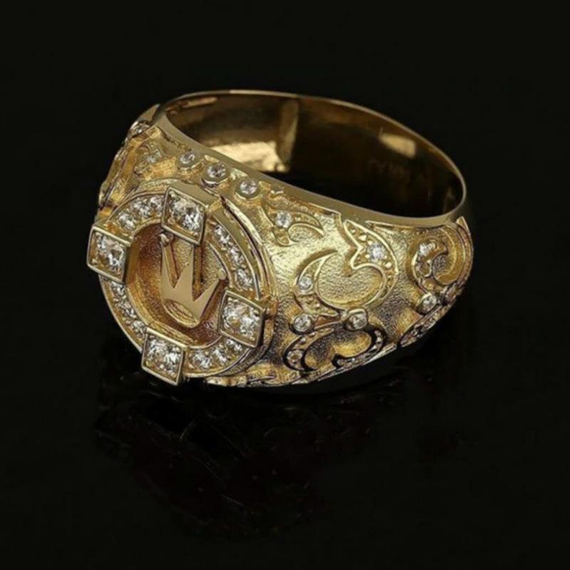 Crown Ring Vintage Carving Full Man's Ring Christmas Gift