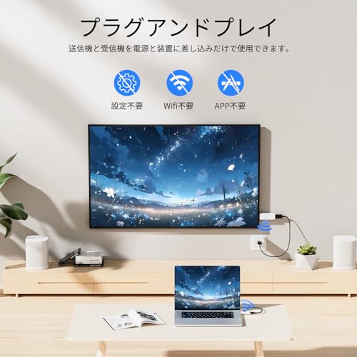 Wireless HDMI Transmitter/Receiver Set, HDMI Wireless [Japan Technical Standards Approved] Compact Mini Extended Mode Transmitter/Receiver, Plug and P
