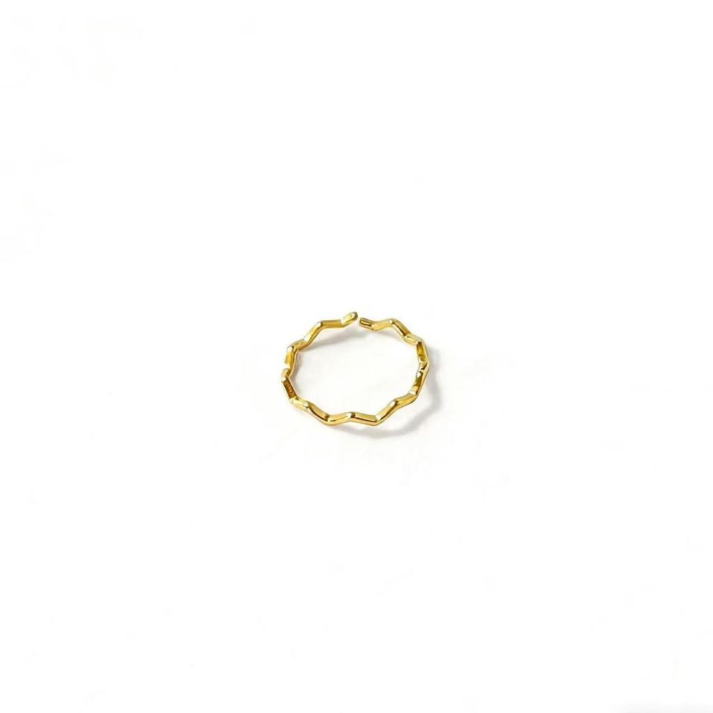 18k Gold & S925 Sterling Silver Wave Ring - Exquisite Minimalist Style for Women