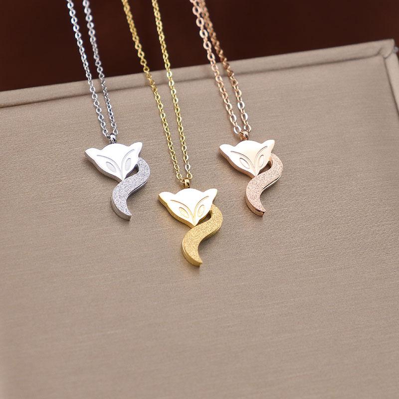 Titanium Steel Matte Fox Necklace Female Collarbone Chain Stainless Steel Jewelry Pendant