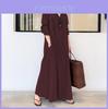 European Style Cotton Linen Long Sleeve Dress With Pockets For Casual Office Wear