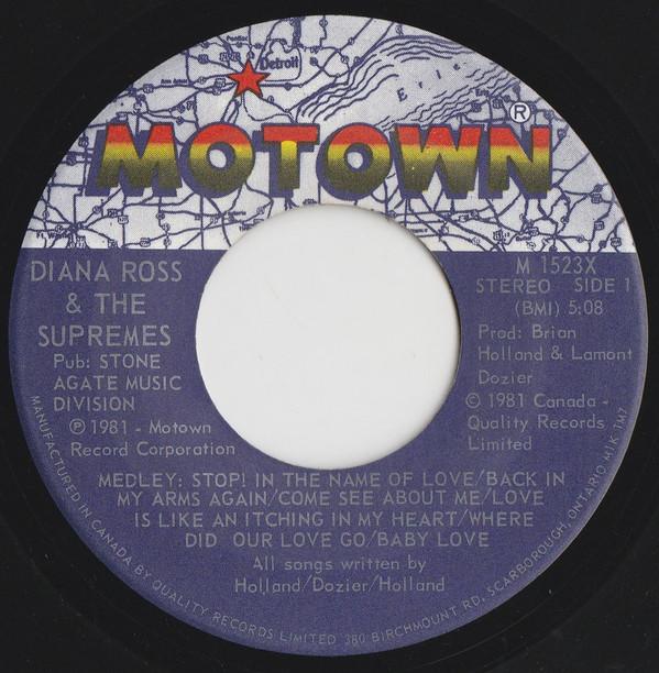 

7inch Record DIANA ROSS & THE SUPREMES - Medley Of Hits M1523X MOTOWN 1981 Canada Soul/Funk Used