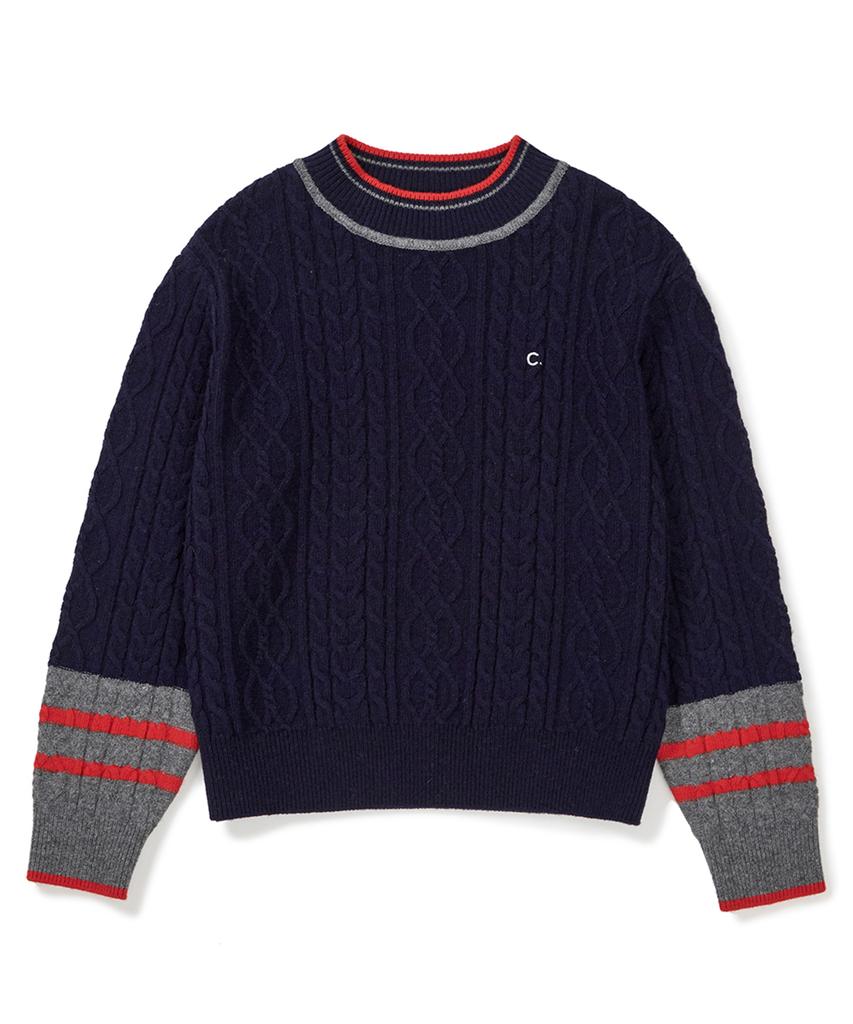 CLOVE [23Fw Clove] Cable Highneck Pullover (Navy)