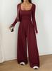 Abbigliamento da donna europeo e americano primavera e autunno Amazon transfrontaliero nuovo stile semplice da donna tinta unita casual manica lunga gamba larga