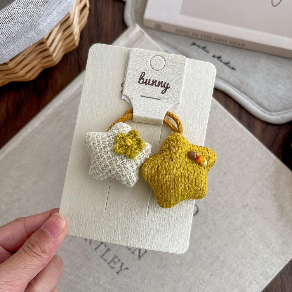 

Autumn and Winter Flower Small Fragrance Star Hair Ring Cotton-filled Three-dimensional Children s Hair Accessories Sweet Baby Tie Hair Rubber Band