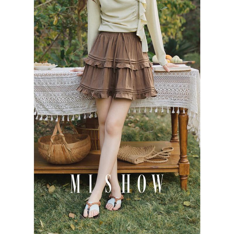 Women s High-Waist Ruffle Pleated Midi Skirt S