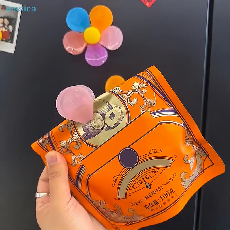 Colorful Magnetic Flower Refrigerator Magnets  Bag Clips - 2-In-1 Fridge Decor  Food Sealer Clips