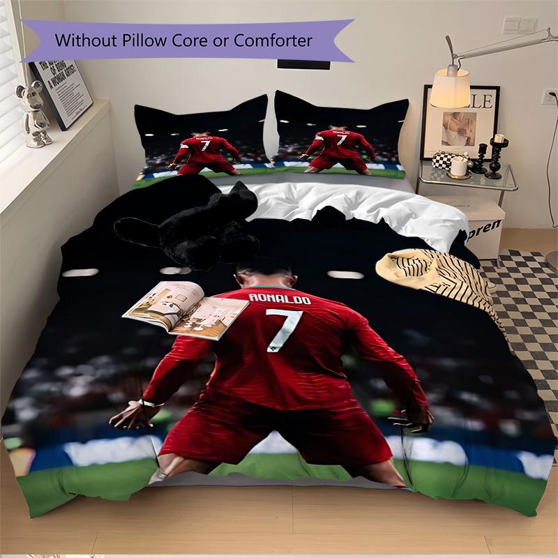 Ronaldo Number Football Jersey Print 3Pcs Bedding Set,Duvet Cover with 2 Bedro,Pillowcase Home Birthday Gift