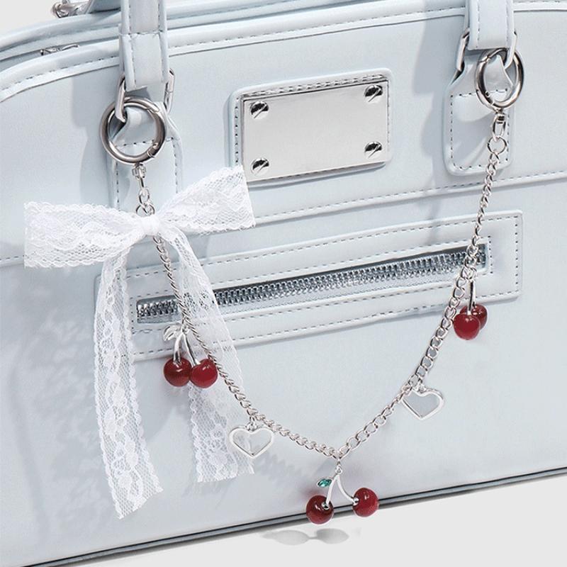 Versatile Bow Cherry Keychain For Women Trendy Bag Chain Creative Cute Bag Pendant Decoration Accessories Gifts