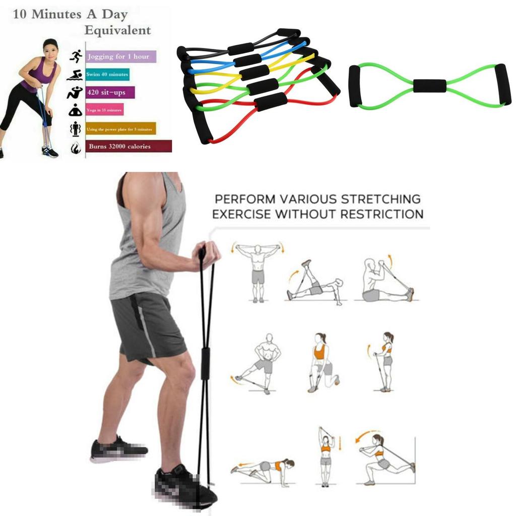 Lightweight And Easy To Store 8-shape Resistance Band With Comfortable Foam Grips