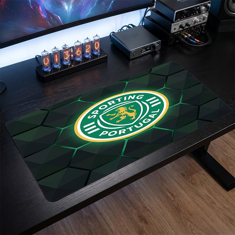 Sporting CP FC Theme Pattern Mouse Pad, Soccer Logo Design XXL Gaming Desk Mat Non-Slip Computer Mouse Pad