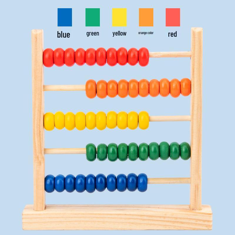 Five-Row Wooden Abacus for Children's Math and Puzzle Learning