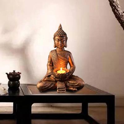 Ornamenti per statue di Buddha da meditazione Portacandele in pietra Buddha per decorazioni Buddha per la casa/giardino