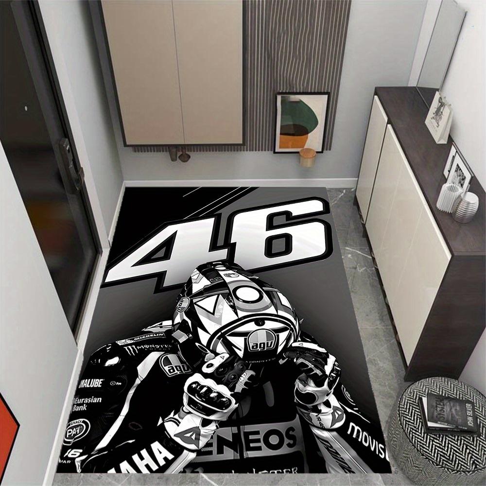 Motorcycle Racer With Agv Helmet Premium Crystal Velvet Area Classic Design Nonslip Durable Polyester Area Rug For Bedroom Playroom Living Room Or