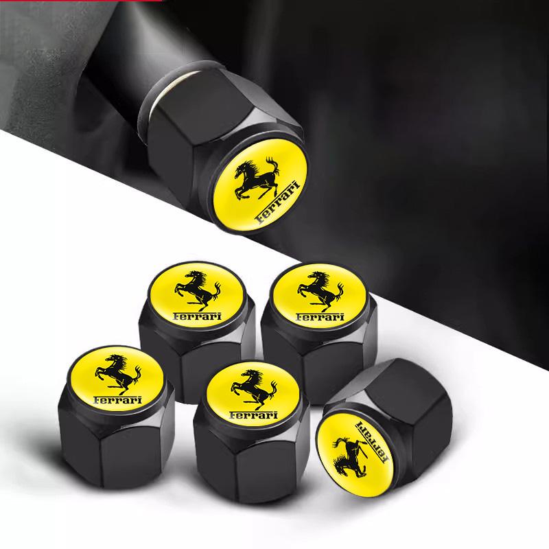 5Pcs Aluminum Alloy Car Wheel Tire Valve Cap Dustproof Cover For Ferrari Roma 488 Portofino F8 Spider SF90 488 612 F12 Accessory MQ1