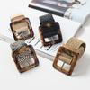 Women Belt Straw Casual Ultra Wide Belt Female Woven Vintage Carved Wood Buckle Elastic Belt Decoration Dress Shirt Waist Seal