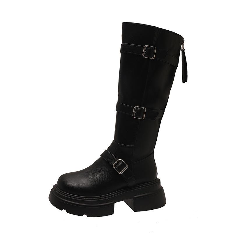 Retro classic versatile platform boots women's 2025 autumn and winter new temperament small man height and thinness knight boots
