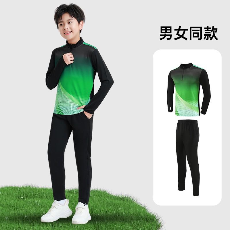 Kids Long Sleeve Basketball Soccer Uniform Set Half-Zip Warm Quick-Dry Sportswear School Team Games Fall Winter