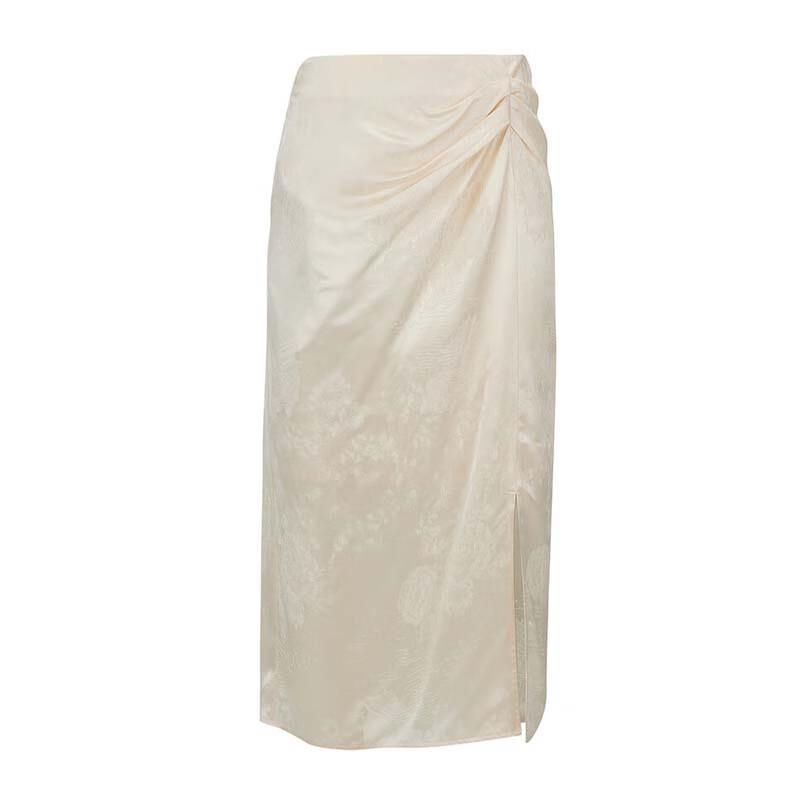 ELLASSAY New Chinese Style High-Waist Slit Skirt