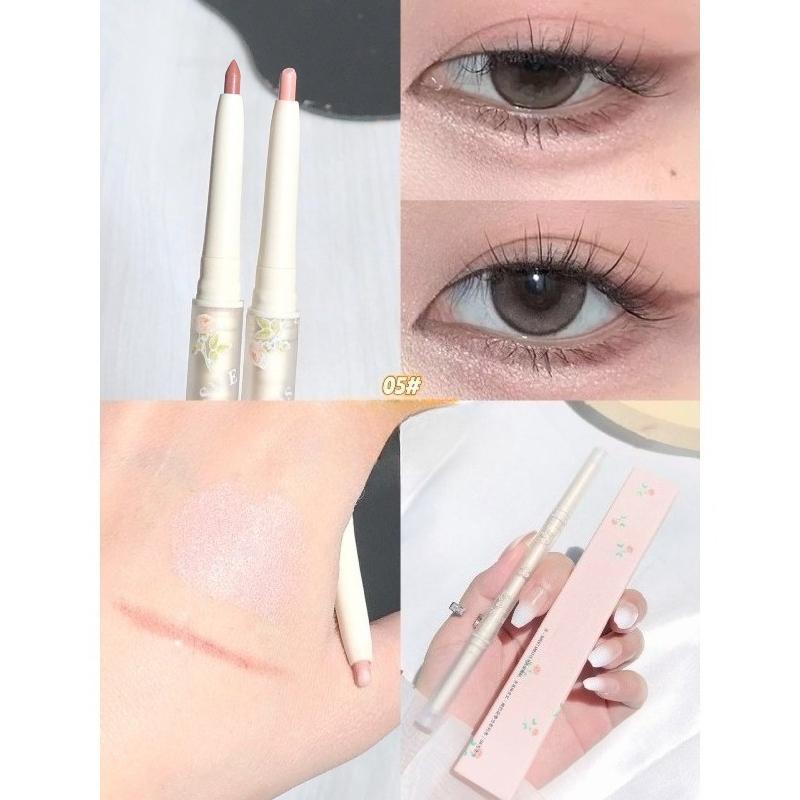 Colorful Blossom Season Double-Lobe Eyebrow Pencil with High Gloss and Highlighting Function - Waterproof and Sweat-Resistant, Not Likely To Bleed