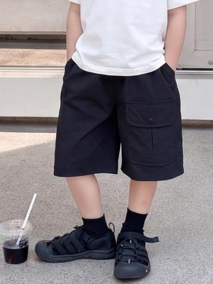 Korean Style Kids' Quick-Dry Cargo Shorts - Casual, Loose Fit for Boys