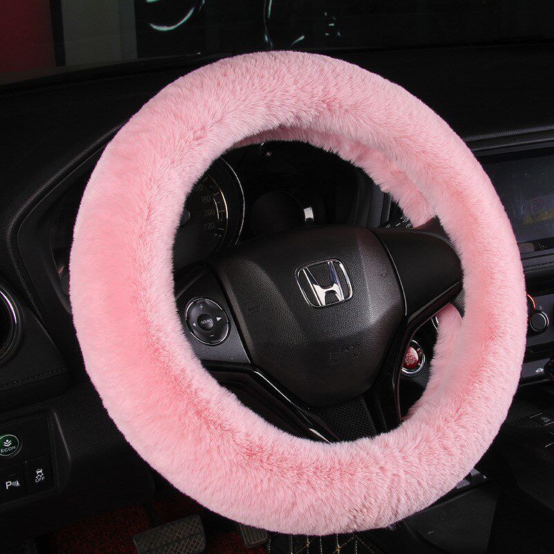 Winter Car Steering Wheel Cover Short Plush Car Handle Cover New Universal Winter Handle Cover for Women Volkswagen Warm and Cute