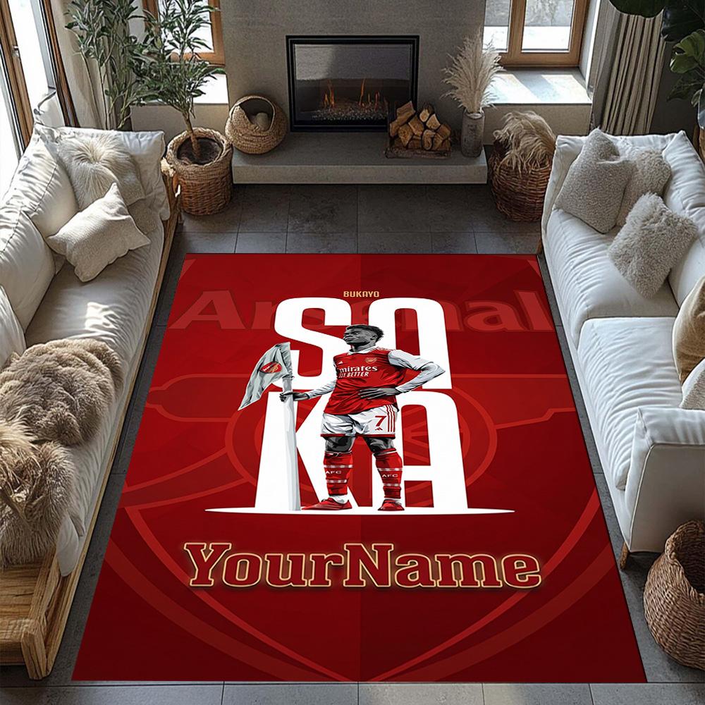 Arsenal Customizable Name Area Rug Perfect for Kitchen Entryway Study room Bedrooms Anti-slip Rug Office home decor Gift for Festivals