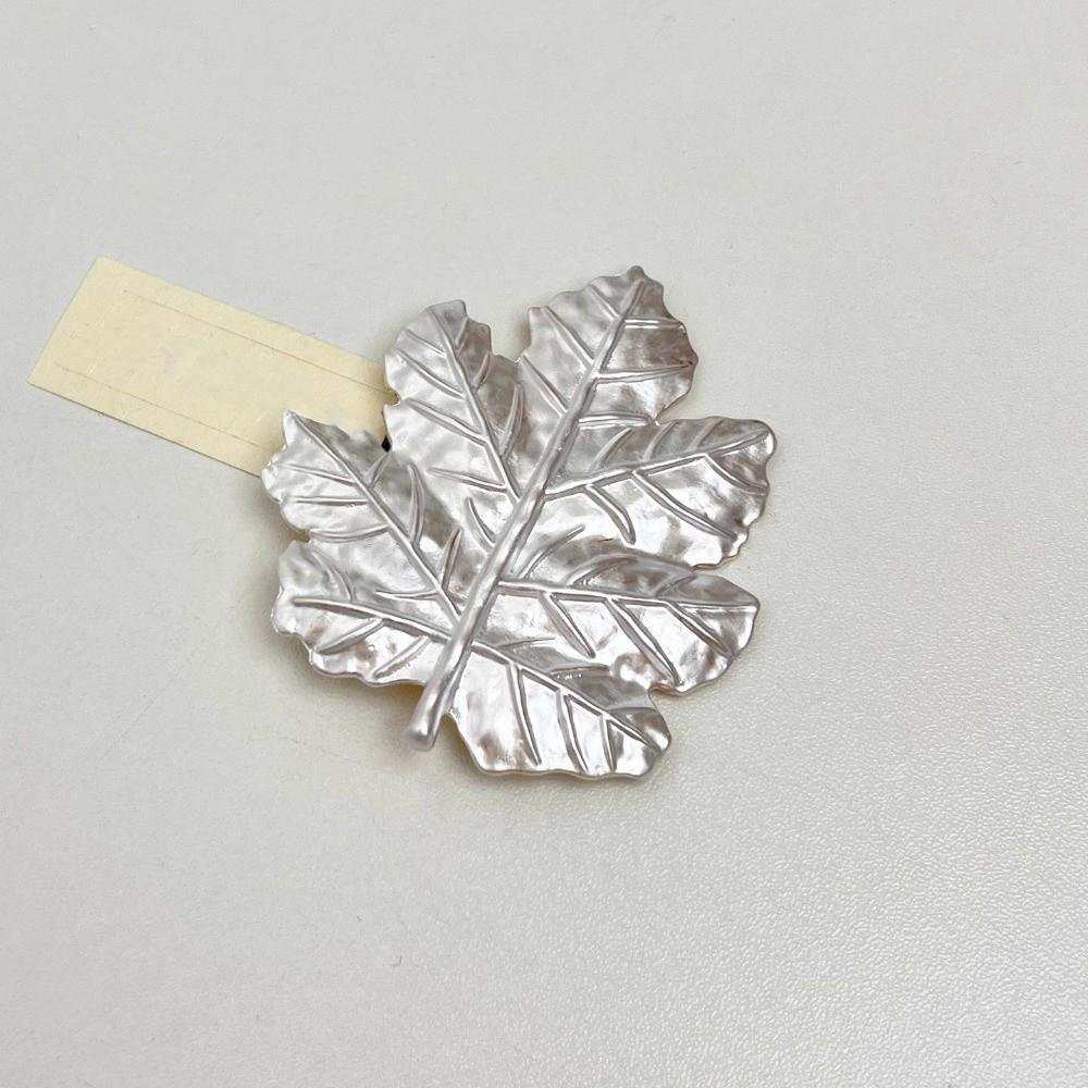 Vintage Long Leaf Pin Corsage Ornament Metal Glossy Brooch Maple Leaf Brooch  Men