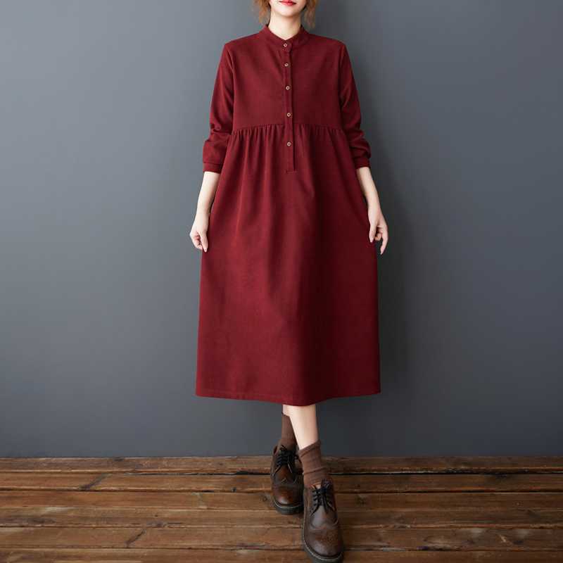 

Женское свободное платье средней длины с длинными рукавами, из мягкой ткани с начесом, удобное, стройнящее 2XL бордовый