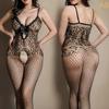 NEWJOINFUN Oversize Women Sexy Open Bra Crotchless Lingerie Lace Hollow Bodysuit Erotic Teddies Plus Large Size Underwear Set
