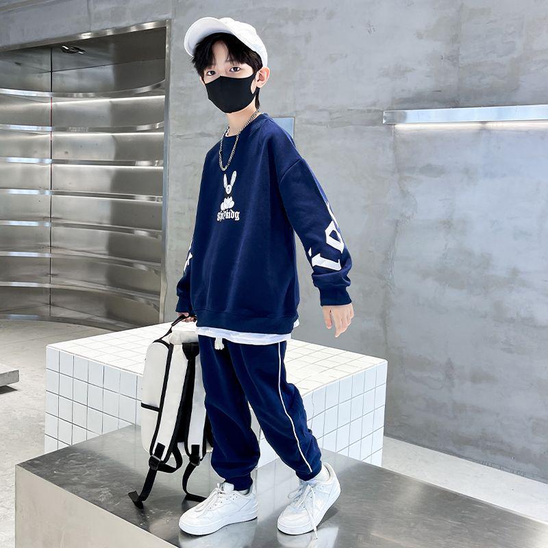 2023 Boys' Cartoon Sports Two-Piece Suit: Sweatshirt & Sweatpants for Spring/Autumn