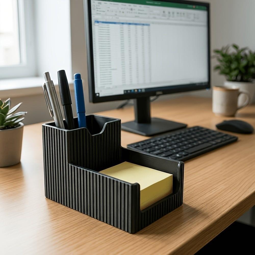 3D Printed Striped Pen Holder Plastic Desktop Storage Rack Business Card Box  School