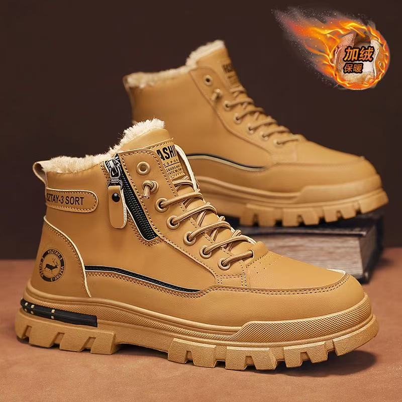 Fashion White Shoes for Men Winter Mens Warm Ankle Boots New Non-slip Sneakers for Man Motocycle Snows Boots Botas Para Hombre