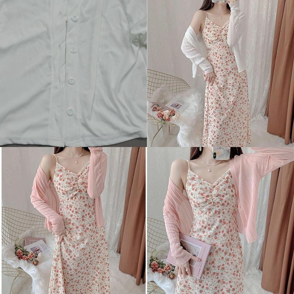 Romantic Flower Print Knit Camisole Dress For Summer Casual Wear