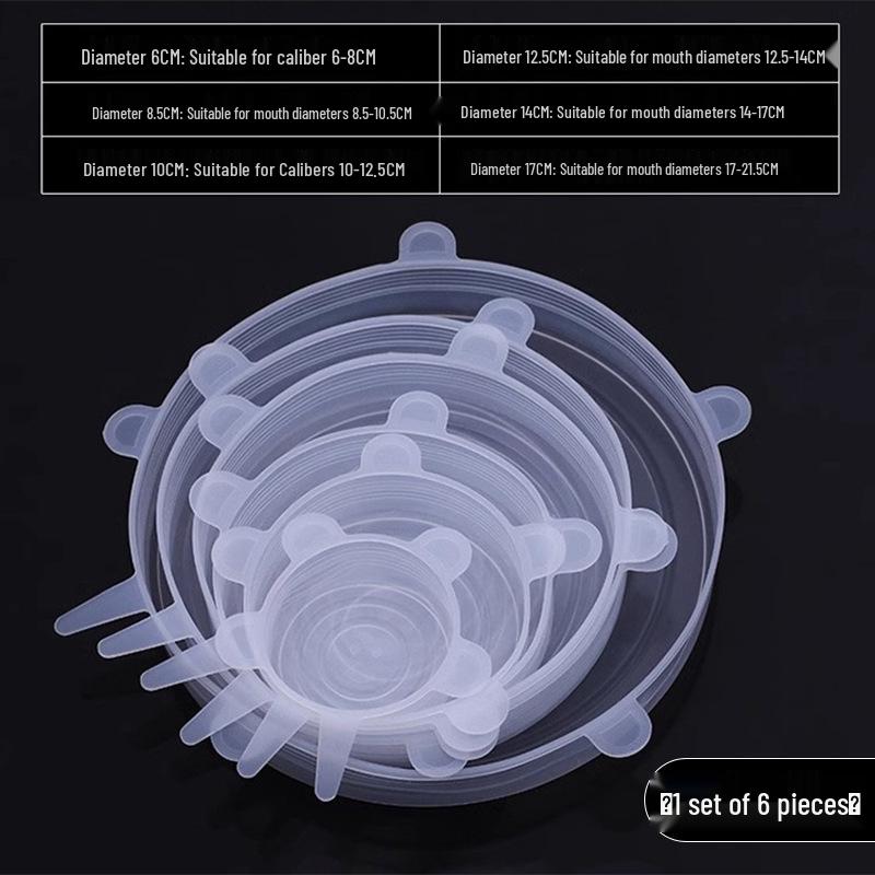 

Набор из 6 силиконовых растягивающихся крышек для сохранения свежести для мисок, фруктов и овощей