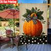 2D Flat, 2D Flat,1pc Hello Fall_ Autumn Pumpkin with Black And White Bowknot Pattern Print - Double-Sided Garden Flag, Outdoor Decoration, Lawn, Flag 