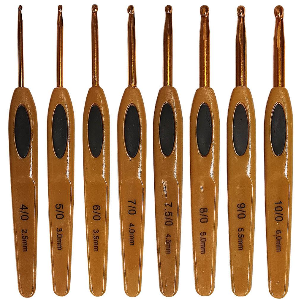 Knitting Tools Plastic Handle Sweater Needle Brown Soft Leather Aluminum Crochet