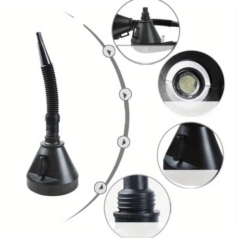 Engine Refuel Funnel Tool,Car/Moto/Truck Oil Gasoline Filling w/Strainer&Hose,Indispensable Multi-function Home Refueling Funnel