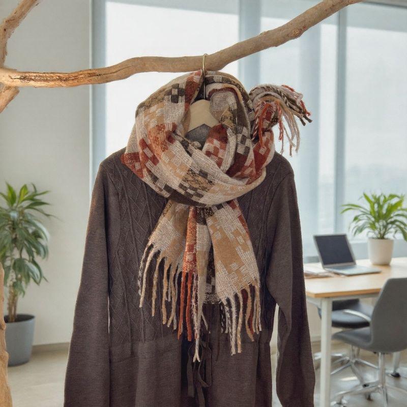 Korean-Style Imitation Cashmere Plaid Scarf - Thick, Warm Autumn/Winter Fashion for Women & Men
